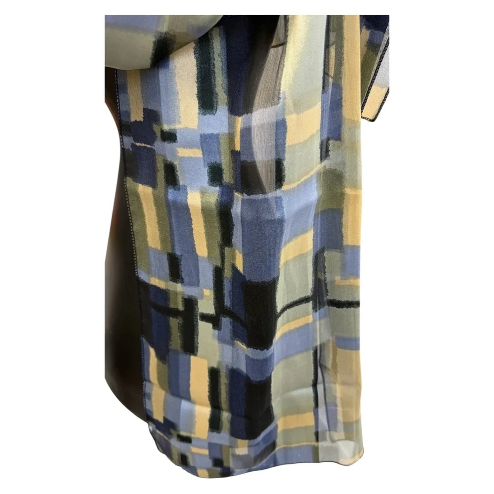 Womens Blue Yellow Geometric Pattern‎ Lightweight Scarf Wrap 59x13